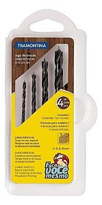 Jogo De Broca Madeira 4 A 8 Mm Kit Com 4 Peças Tramontina