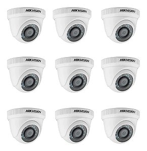 Kit 10 Câmeras Dome Hik 720p Hd 2,8mm 4x1 Ds-2cer6c0t-irpf
