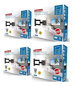 Kit 4 Suporte Tv Quadri-articulado 10 A 56 Brasform + Brinde