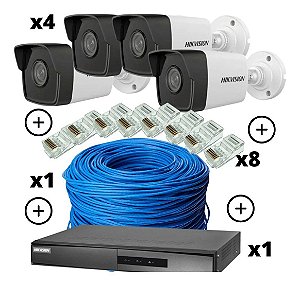 Kit Câmera De Segurança Ip Fullhd 2.8mm Com Nvr Poe Hikvison
