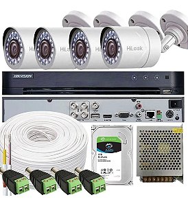 Kit Segurança Completo Com 4 Câmeras 20mt 720p Bullet 2,8mm