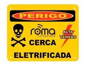 Placa Advertencia De Cerca Eletrica 2 Cores Frente E Verso A