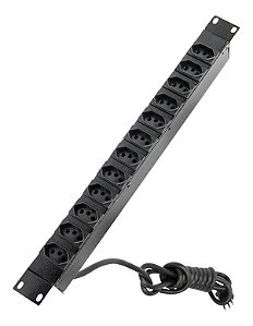 Regua P/ Rack 19 Pol 12 Tomadas 10a Preto Gforce