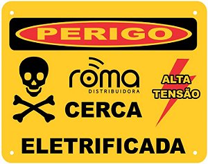 Placa Advertencia De Cerca Eletrica 2 Cores Frente E Verso