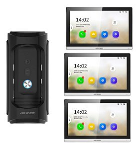 Kit Vídeo Porteiro Ds-kb8113-ime1 + 3x Ds-kh6350-wte1 Preto