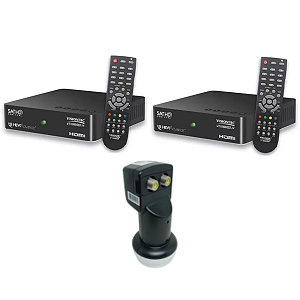 Kit 2 Receptores Visiontec Vt-1000 Com Lnb Duplo