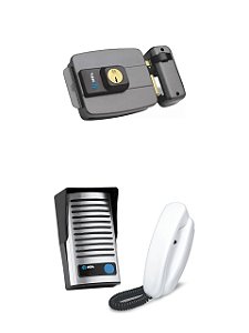 Kit Echadura Portao Eletrica Dupla Ad Cinza Com Interfone