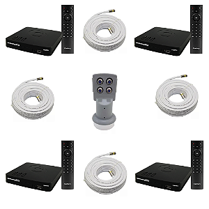 Kit 4 Receptor Digital Banda C/ku Full Hd B7 Century