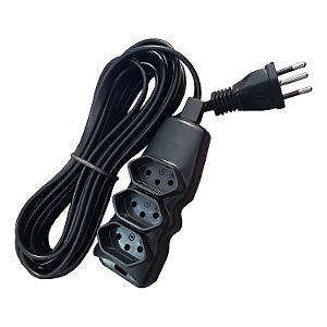 Extensão Megatron Pp Plano 3x0,75x3,0m Ate 220v Preta