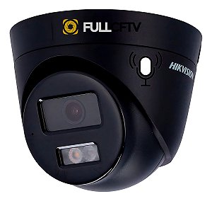Câmera Dome Ip Black Hikvision Com Áudio + Preto