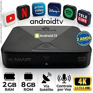 Receptor De Tv Vivensis Vx Smart Sat Hd Android Tv 4k Wi-fi