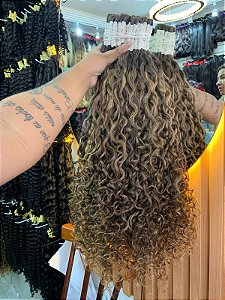 50g cacho caipira feito grisalho (Mel) 75cm