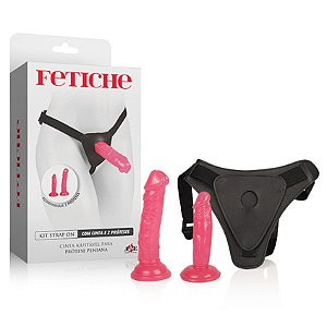 Kit Strap On Com Cinta e 2 Próteses em Silicone Gel Macio e Flexível