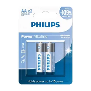 Pilhas Philips Alcalina AA com 02 Unidades