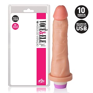 Penis Realístico com 10 Modos de Vibração Recarregável 18,5x4,5 Cms