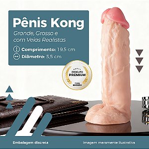 Penis Realístico em Silicone, com Escroto, Grosso Tamanho 19,5x5,5 Cms