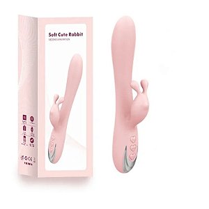 Vibrador Cute Rabbit com Estimulador de Clitóris, 12 Intensidades , Carregamento USB