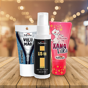 Kit Promocional com Anestésico Ultra Forte LIS-In, Xana Loka Excitante e Volumão Vaso Dilatador