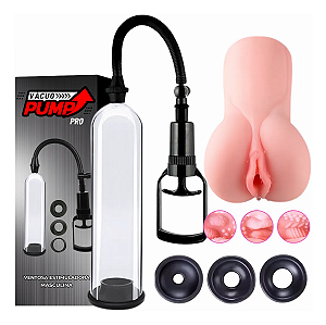 Kit Bomba Peniana Vacuo Pump + Vagina Realística