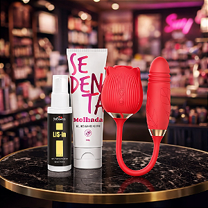 "Kit Promocional" Sugador Rose com Power Bullet, Lis Gel Anestésico Gold, Lubrificante Sedenta Ultra Deslizante
