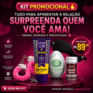 "Kit Promocional" Algema Pelucia + Lubrificante Beijável + Egg Masturbador + Venda para os Olhos em Couro+ Bolinha Explosiva Chocolate