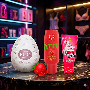 "Kit Promocional" Multi Sensações _ Egg Masturbador, Yummy Gel para Sexo Oral e Xana Loka Facilitador de Orgasmos