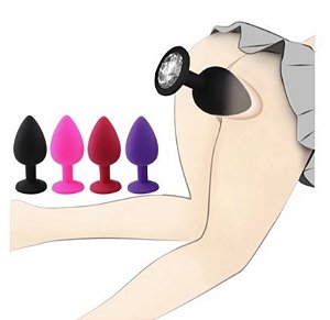 Plug Anal Silicone com Pedra Tamanhos e Cores Diversas