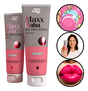 Lubrificante Beijável e Aromatizado Ultra Deslizante Maxx Baba Tutti Frutti 50 Gramas