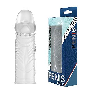 Capa Peniana em Silicone Texturizada com Elasticidade e Extensor Tamanho 13 Cms