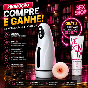 Masturbador Masculino com Vibração, Sucção e Aquecimento, Carregamento USB