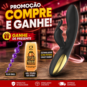 "Promoção Compre e Ganhe" Compre Vibrador de Ponto G e Clitóris - Crazy Rabbit. Ganhe Plug Ball e Excitante Anal Tesão Na Raba