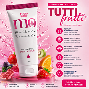 Lubrificante MO Molhada Revoada Gel Deslizante Sabor Tutti-Frutti 50g Pepper Blend