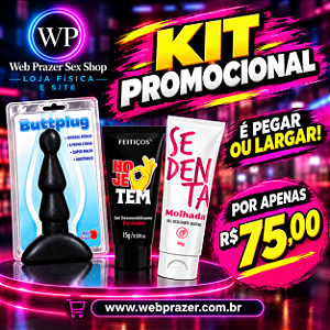 "Kit Promocional" Plug Anal Escalonado Silicone + Gel Anestésico + Lubrificante Neutro Deslizante