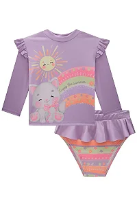 CONJUNTO BLUSA MANGA LONGA E CALCINHA COM PROTEÇÃO UV ESTAMPA COLORIDA INFANTI