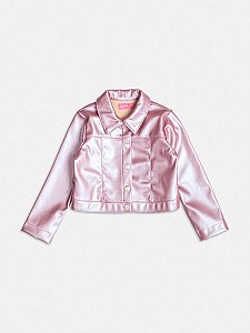 JAQUETA DE COURO ROSA METALIZADO MOMI