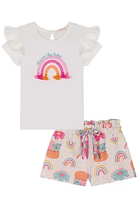 CONJUNTO BLUSA EM COTTON E SHORT EM MOLETINHO KUKIÊ