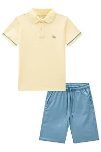 CONJUNTO CAMISA POLO EM MALHA PIQUET E BERMUDA LUC.BOO
