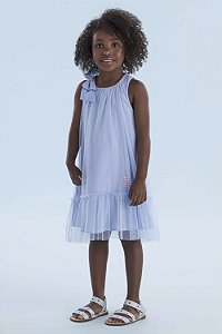VESTIDO EM TULE FORRADO COM LAÇO MON SUCRÉ