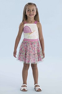 CONJUNTO BLUSA E SAIA EM TULE ESTAMPADOS MON SUCRÉ