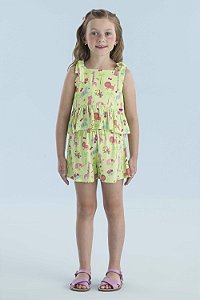 CONJUNTO BLUSA E SHORT EM TECIDO LEVE ESTAMPADOS MON SUCRÉ