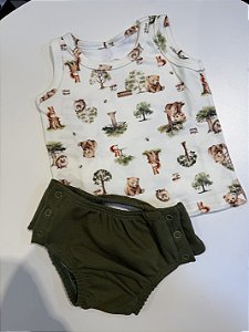 CONJUNTO REGATA COM TAPA FRALDA TEMA BOSQUE MINI BEAR