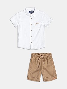 CONJUNTO CAMISA MANGA CURTA E BERMUDA EM LINHO YOUCCIE