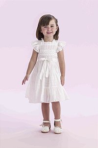 VESTIDO EM LINHO COM BABADOS PETIT CHERIE