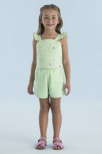 CONJUNTO BLUSA E SHORT EM JEANS ESTAMPADOS MON SUCRÉ