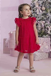 VESTIDO EM TULE FORRADO COM DETALHES PETIT CHERIE