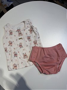 CONJUNTO REGATA ESTAMPADA E TAPA FRALDA TEMA ELEFANTINHA MINI BEAR