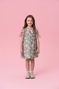 VESTIDO EM TULE FORRADO FLORIDO MON SUCRÉ