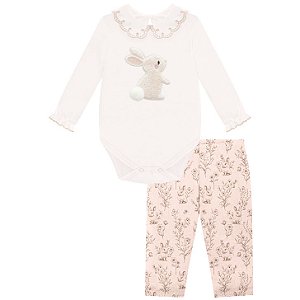 CONJUNTO BODY MANGA LONGA COM GOLA E LEGGING ESTAMPA COELHINHO MILON