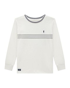 Camiseta Manga Longa Suedine Listrada Onda Marinha