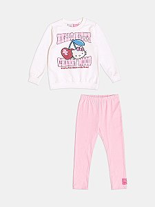Conjunto Infantil Hello Kitty Manga Longa Rosa
